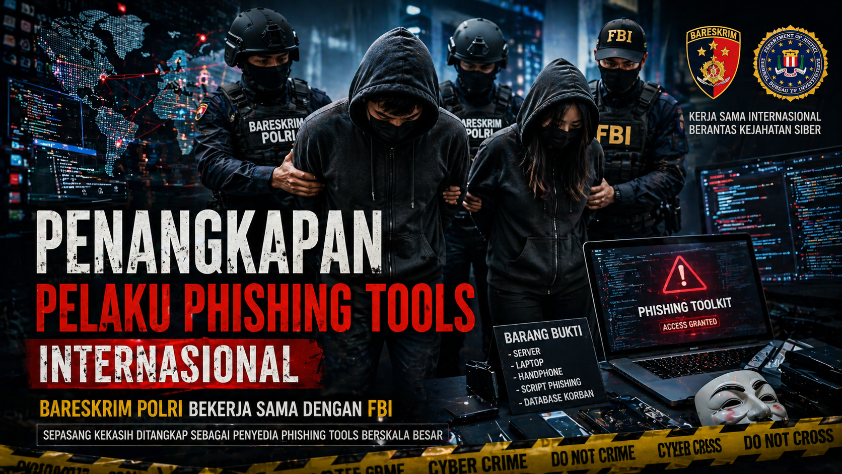 Sindikat Phishing Internasional Dibongkar, Bareskrim dan FBI Bertindak