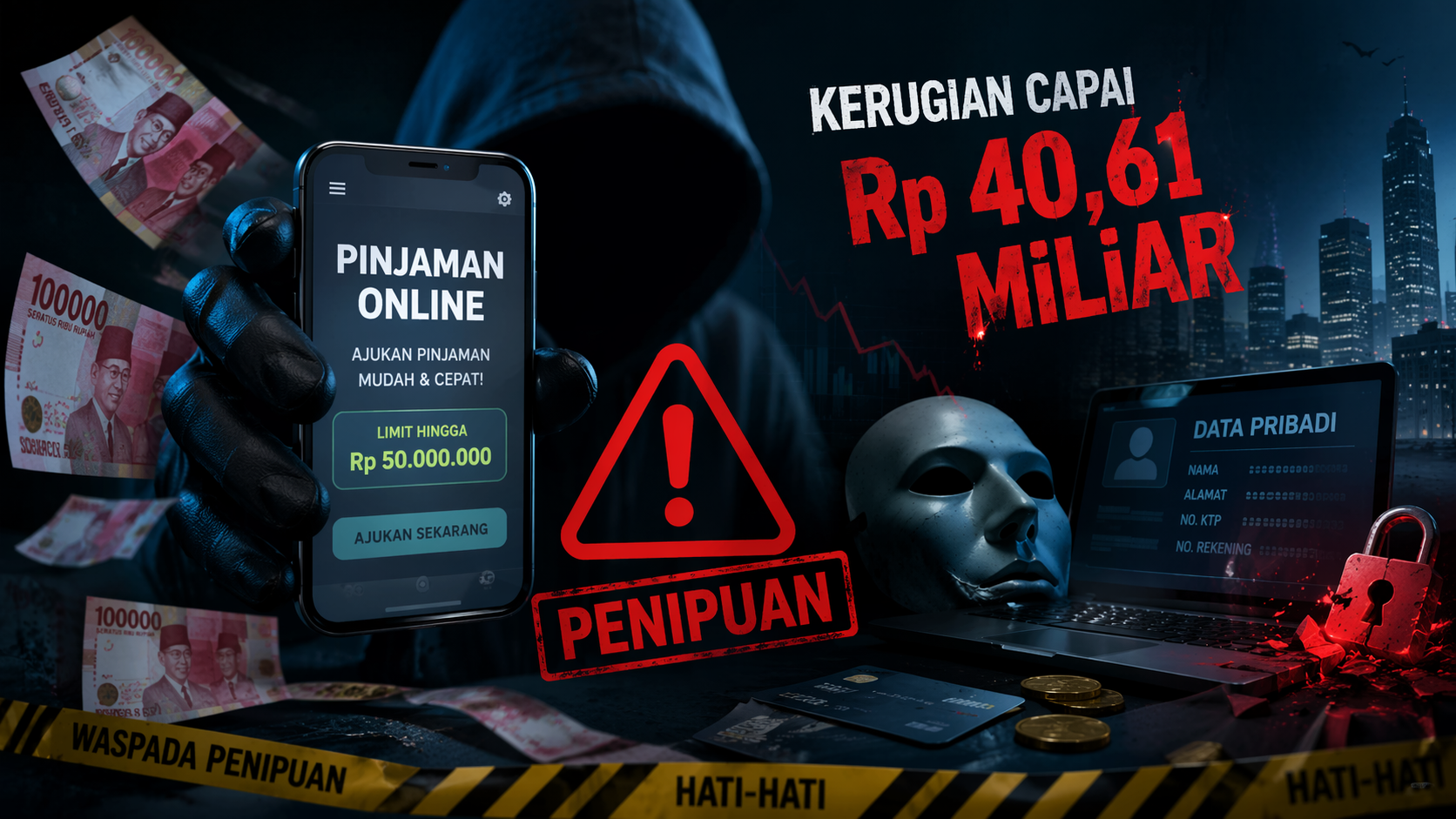 Modus Pinjol Fiktif Terbongkar, Kerugian Tembus Puluhan Miliar Rupiah