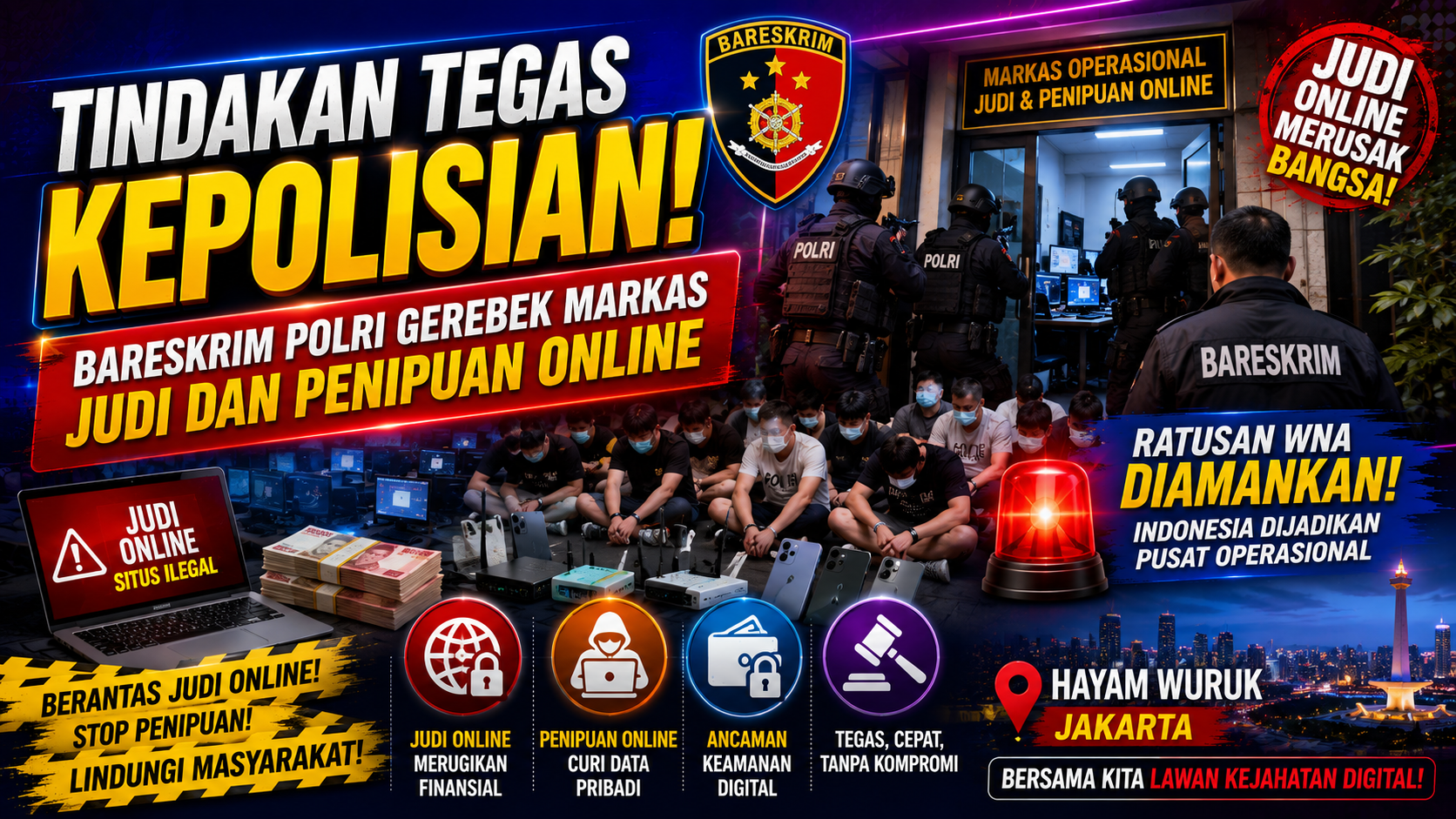Hayam Wuruk Jadi Sorotan, Markas Judol dan Scam Dibongkar