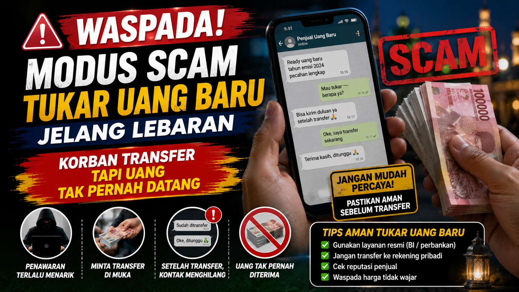 Modus Scam Lebaran, Transfer Sudah Tapi Uang Tak Datang