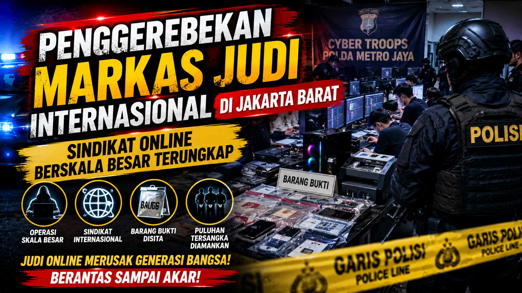 Polri Gerebek Markas Judi Online Internasional di Jakarta Barat