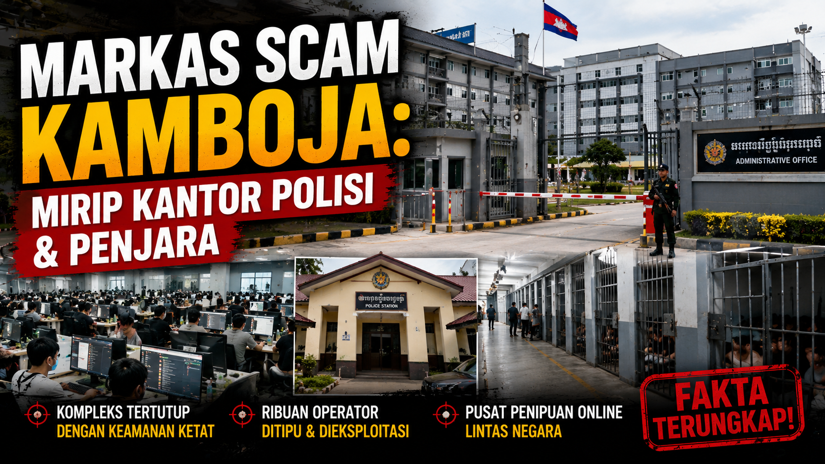 Jaringan Scam Modern Bangun Markas Super Ketat di Kamboja