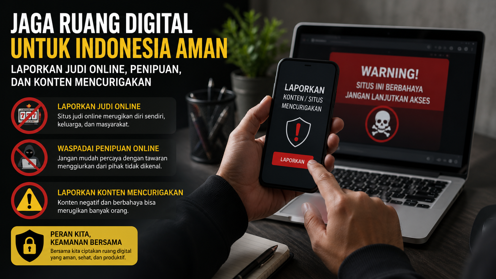 Laporkan Judi Online dan Konten Mencurigakan, Peran Publik Dinilai Sangat Penting