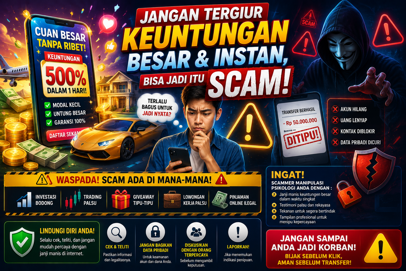 Keuntungan Cepat di Internet Belum Tentu Nyata, Waspadai Penipuan Digital