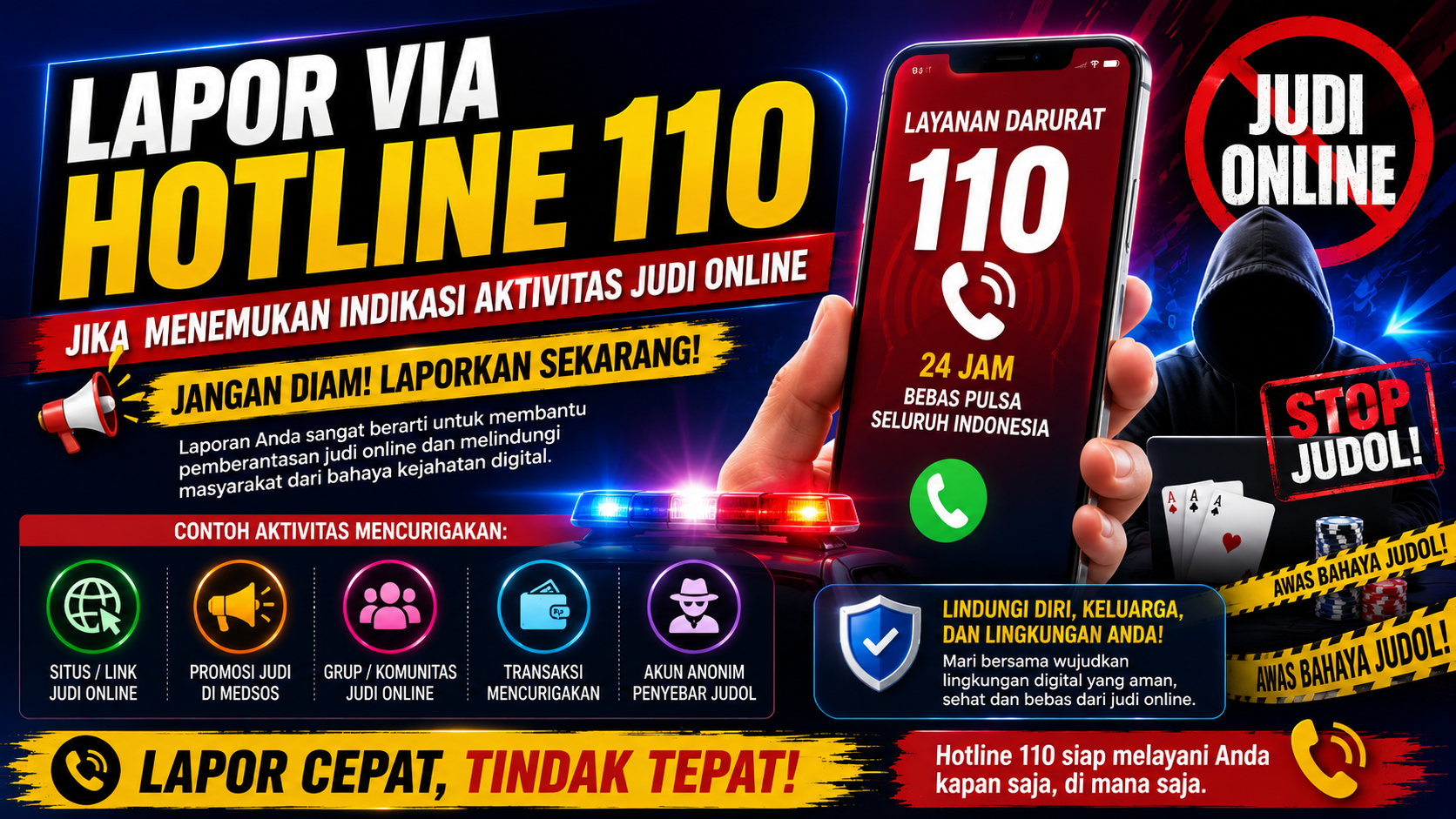 Hotline 110 Jadi Jalur Cepat Aduan Aktivitas Judol