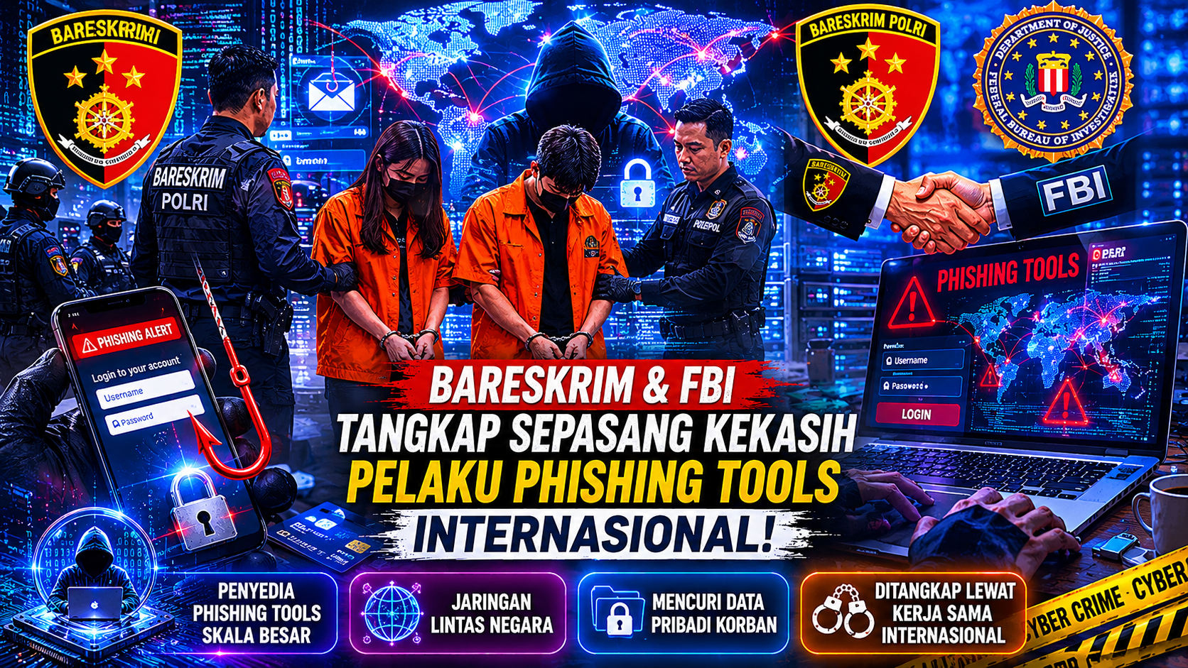 Bareskrim dan FBI Ungkap Jaringan Pencurian Data Digital Berskala Global