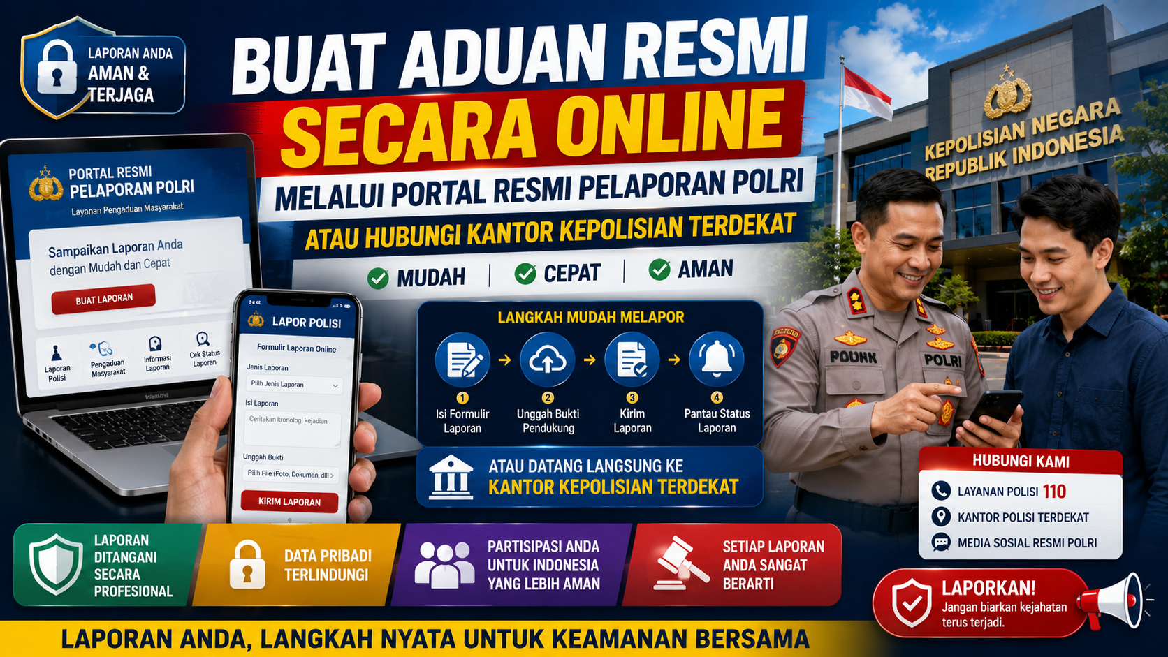 Buat Aduan Resmi Secara Online atau Datangi Kantor Kepolisian Terdekat