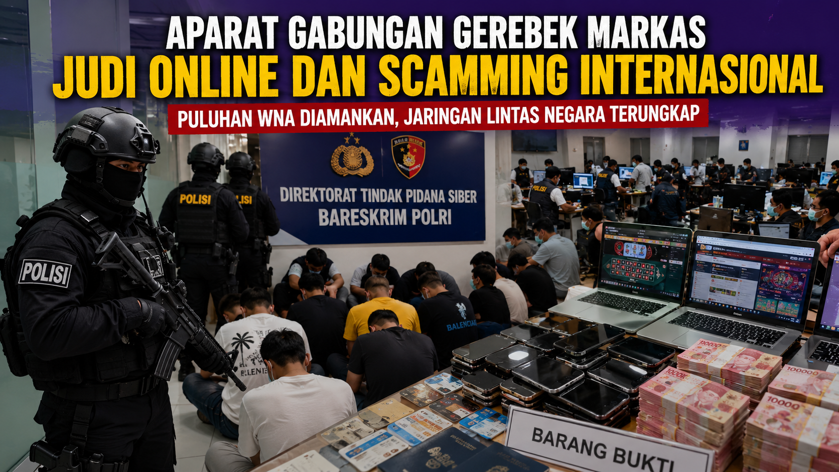 Operasi Gabungan Ungkap Markas Penipuan Online Berteknologi Tinggi