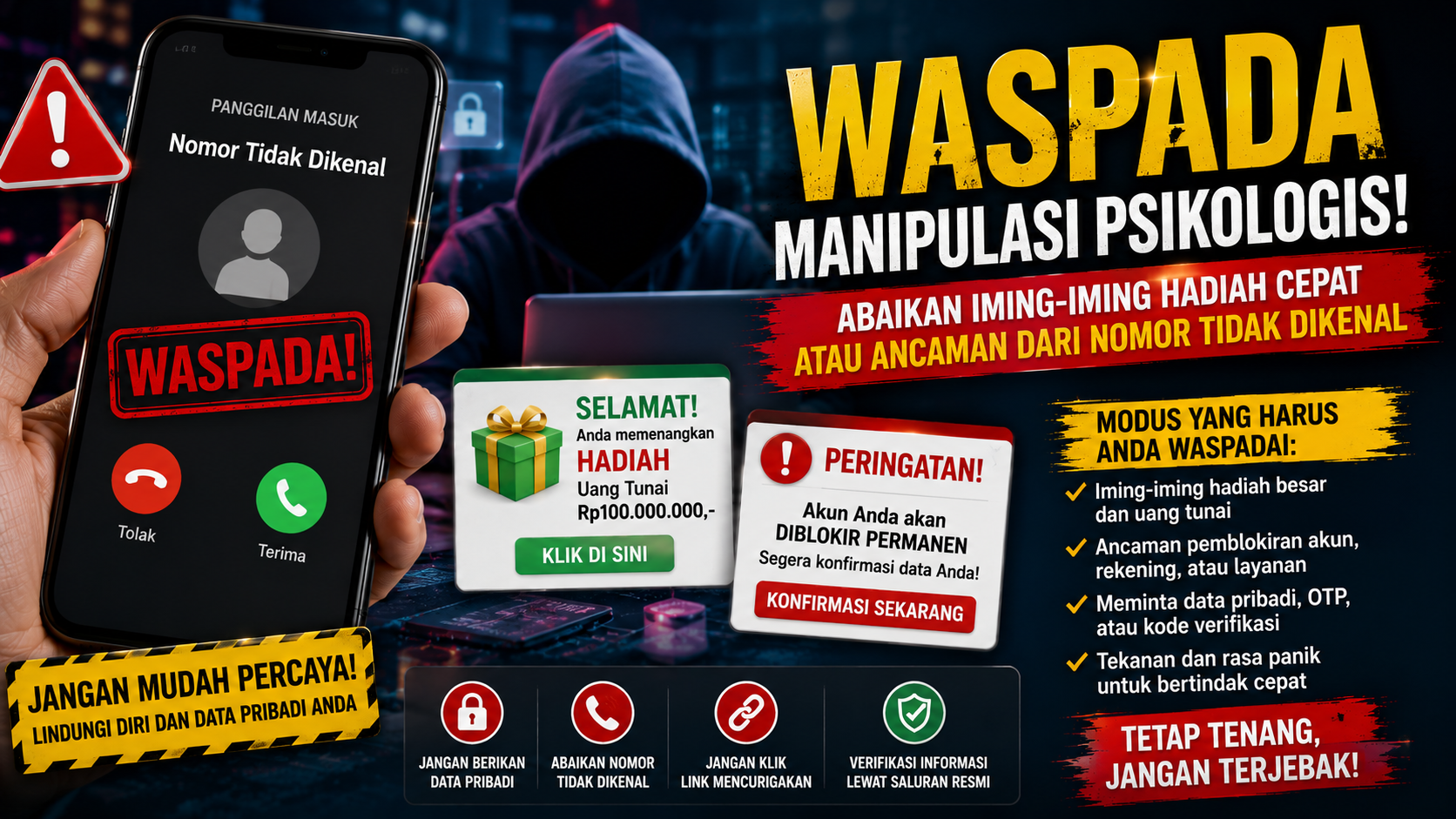 Ancaman dan Hadiah Palsu Jadi Senjata Baru Penipu Digital