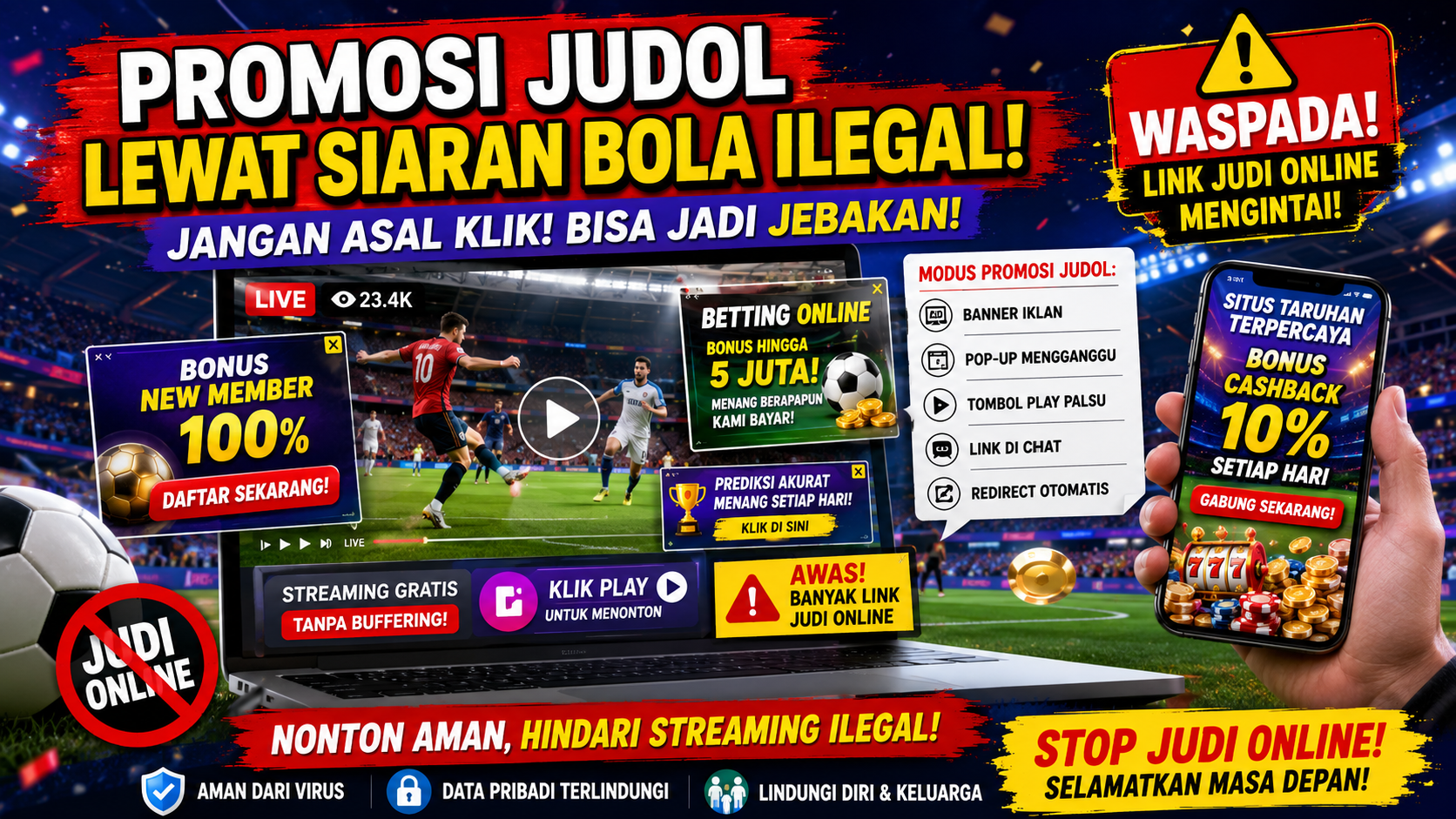 Promosi Judol Lewat Streaming Bola Ilegal: Modus Baru yang Mengincar Pecinta Sepak Bola