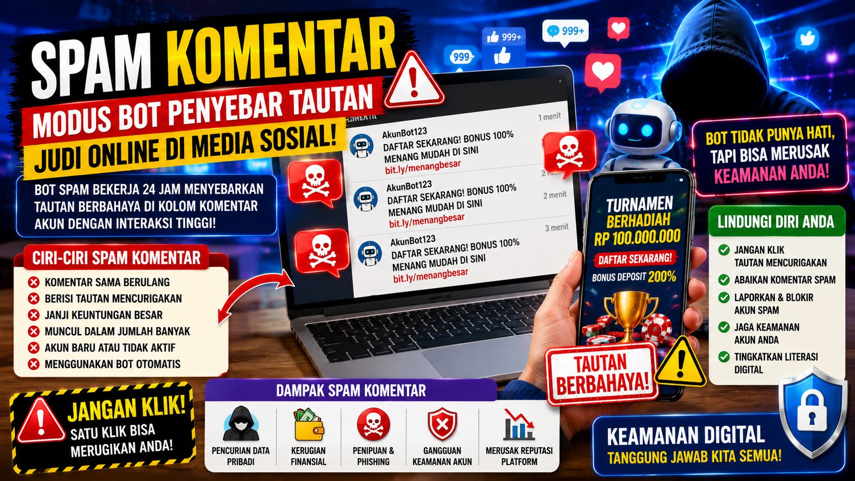 Jangan Asal Klik! Bahaya Tautan Judi Online yang Muncul di Kolom Komentar Media Sosial