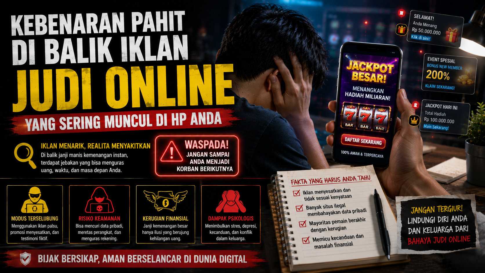 Kebenaran pahit di balik iklan judi online yang sering muncul di HP Anda