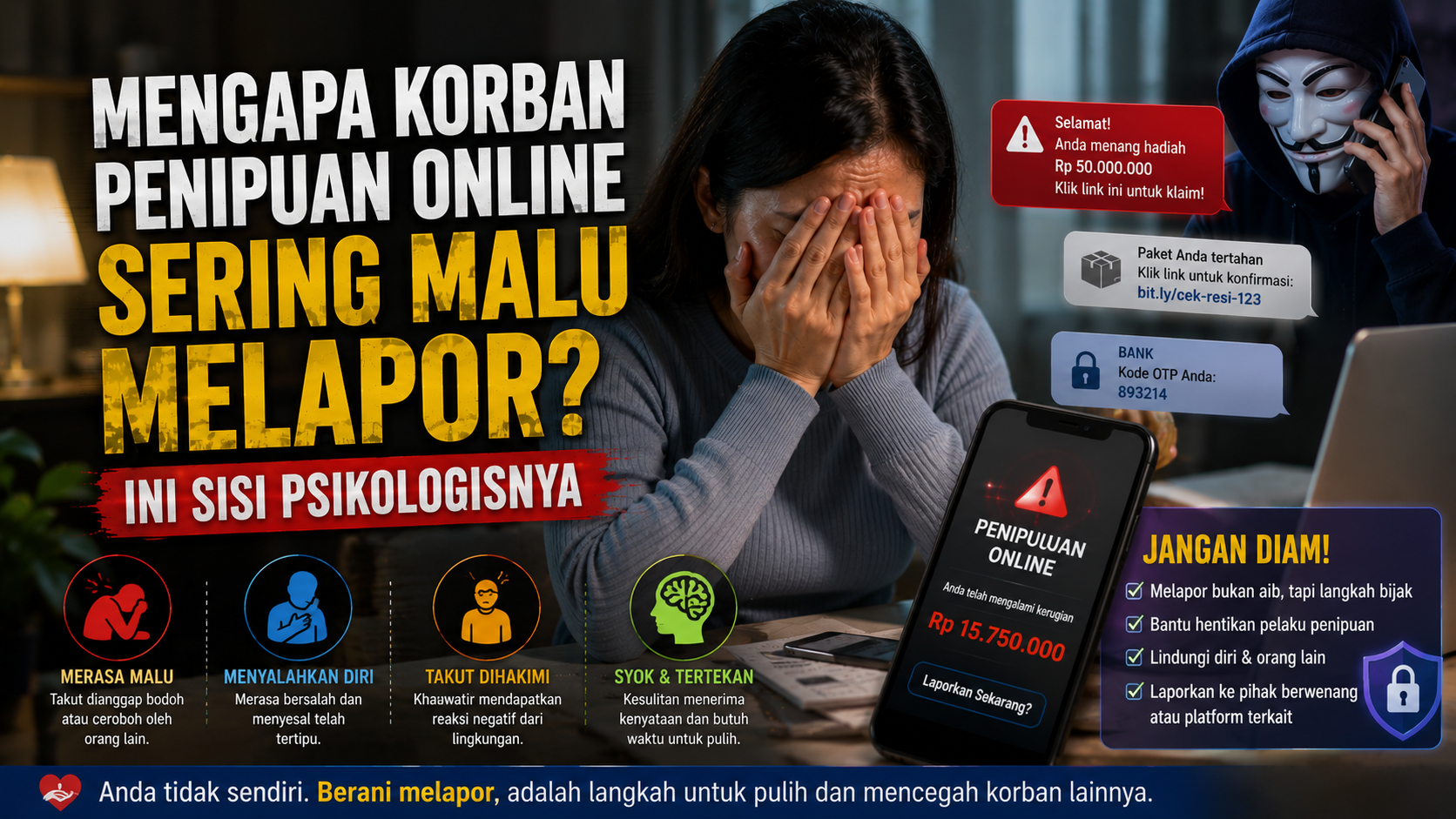 Mengapa korban penipuan online sering malu melapor