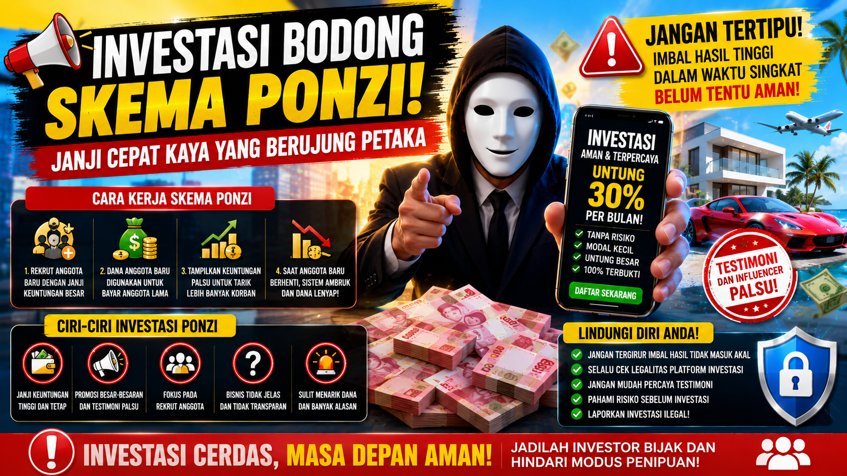 Investasi Bodong Skema Ponzi: Janji Cepat Kaya yang Menjebak Korban dengan Testimoni Palsu dan Promosi Influencer