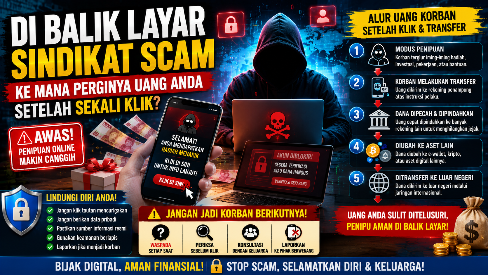 Waspada! Begini Cara Sindikat Scam Memindahkan Dana Korban dalam Hitungan Menit